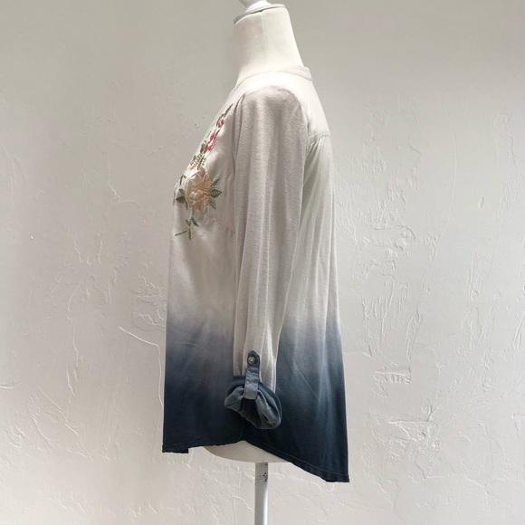 ⭐️Soft Surroundings⭐️Floral Embroidery Ombre Top Blouse Shirt Women's S Small - Picture 4 of 14